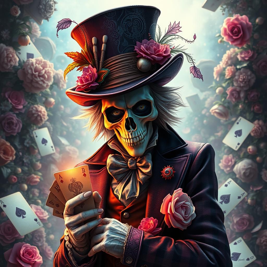 Mad Hatter Magician in Tarot Card Illustration