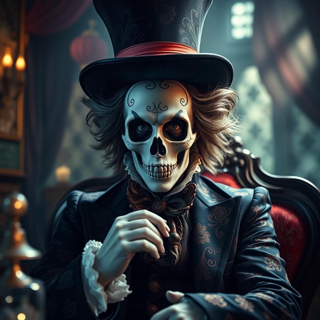 Mad Hatter Tarot Card in Alice in Wonderland Style