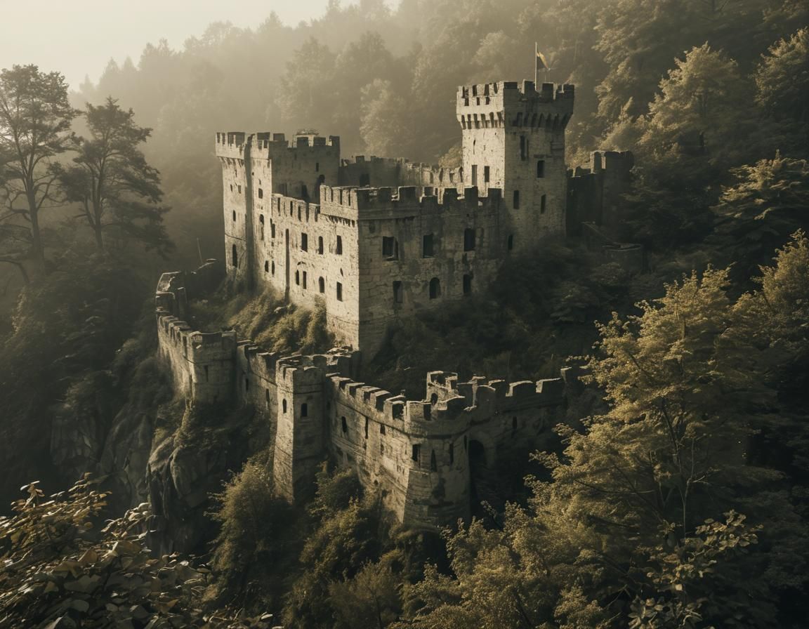 Ruined Fortress, a masterpiece, 8k resolution, old photograph