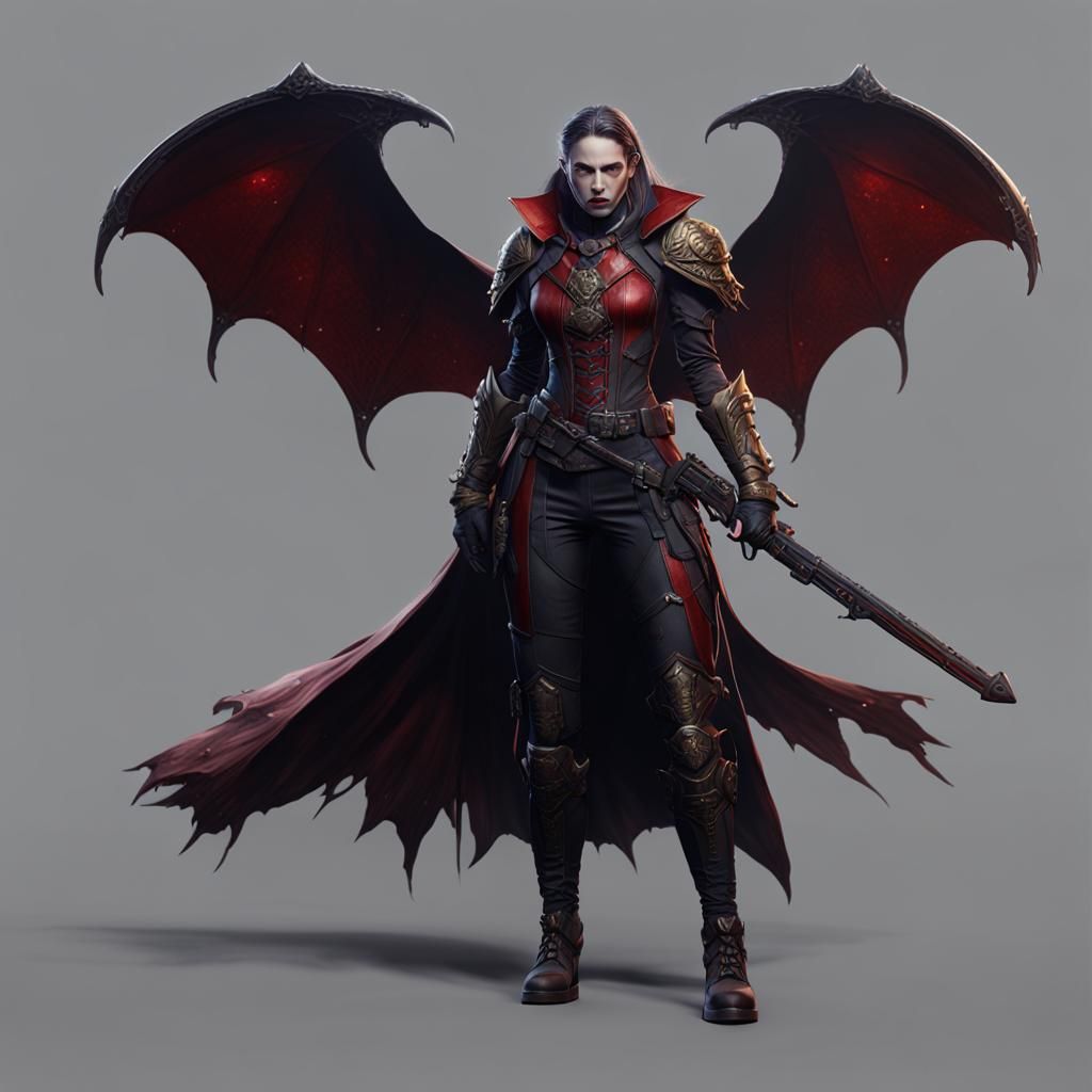 Detailed Female Vampire Bodyguard Concept Art