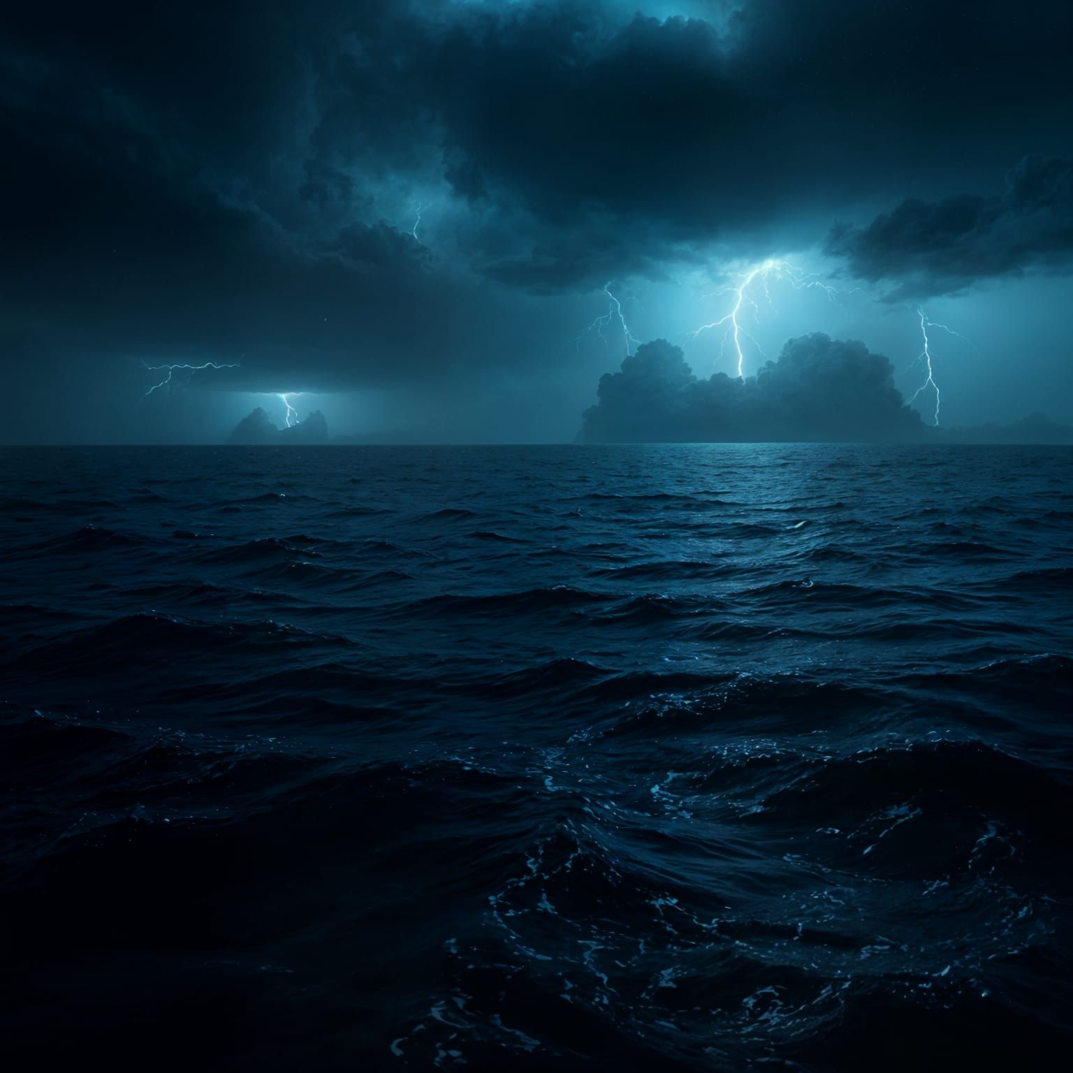 A Calm Ocean Under a Stormy Sky