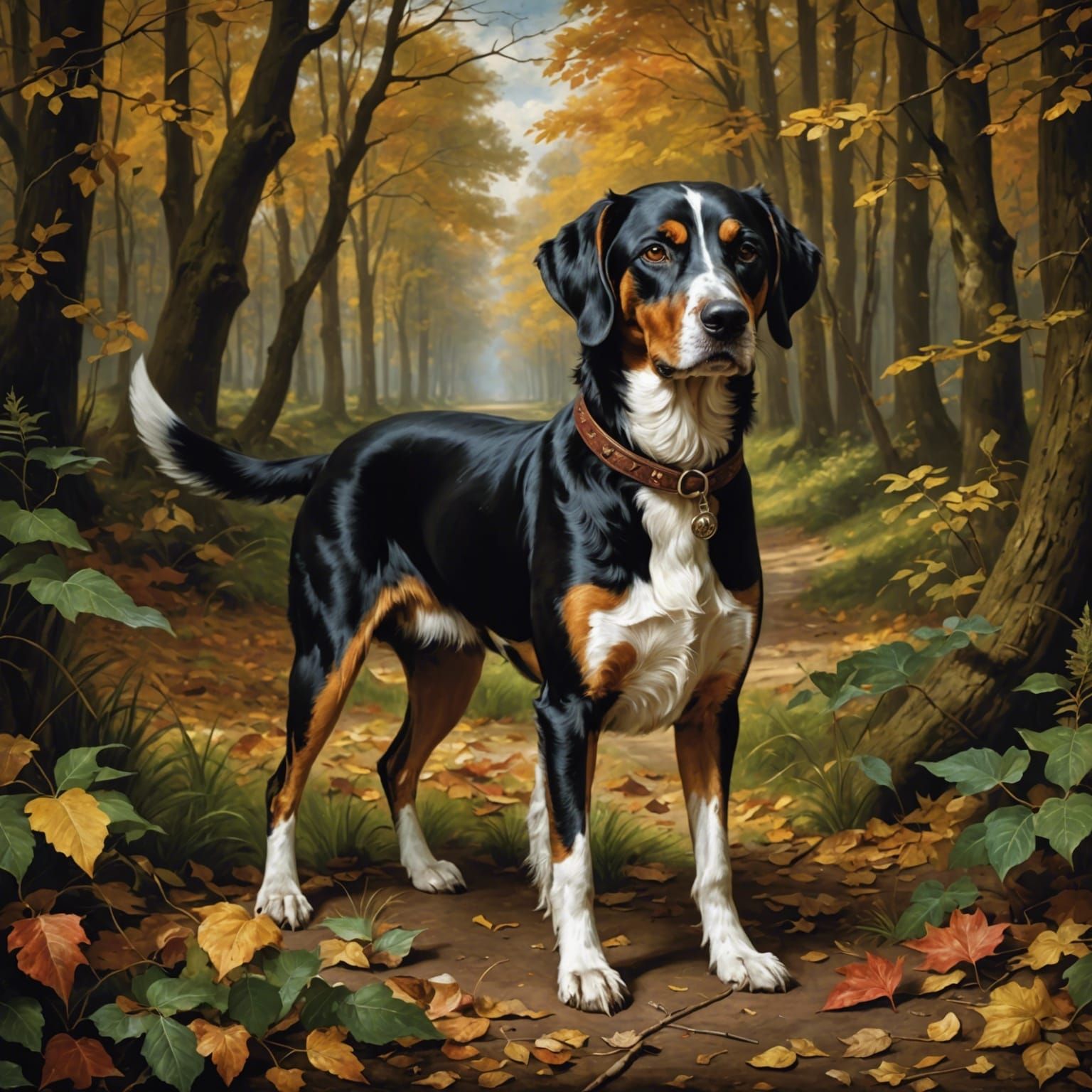 Hunting dog, oil paintings style
