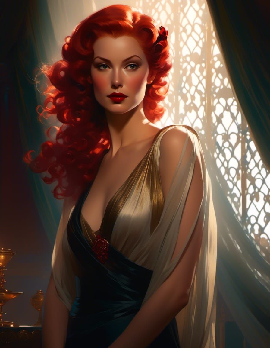 Noir Femme Fatale Portrait in 1940s Style