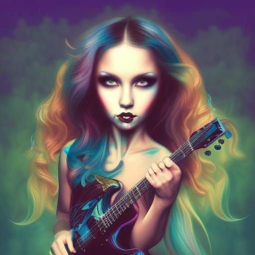 Rock Band Album Cover in Fantasy Art Style