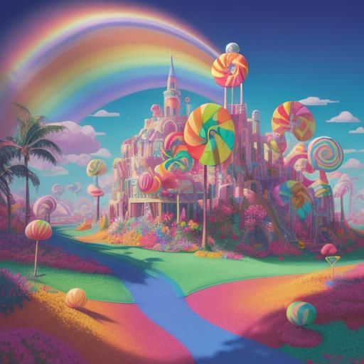 Giant Lollipop in a Sugary Dreamscape