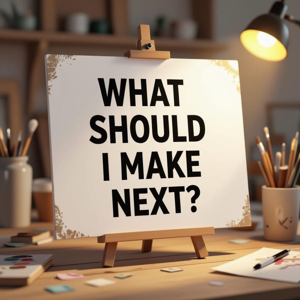 Creative Block Sign on Easel in Art Workshop