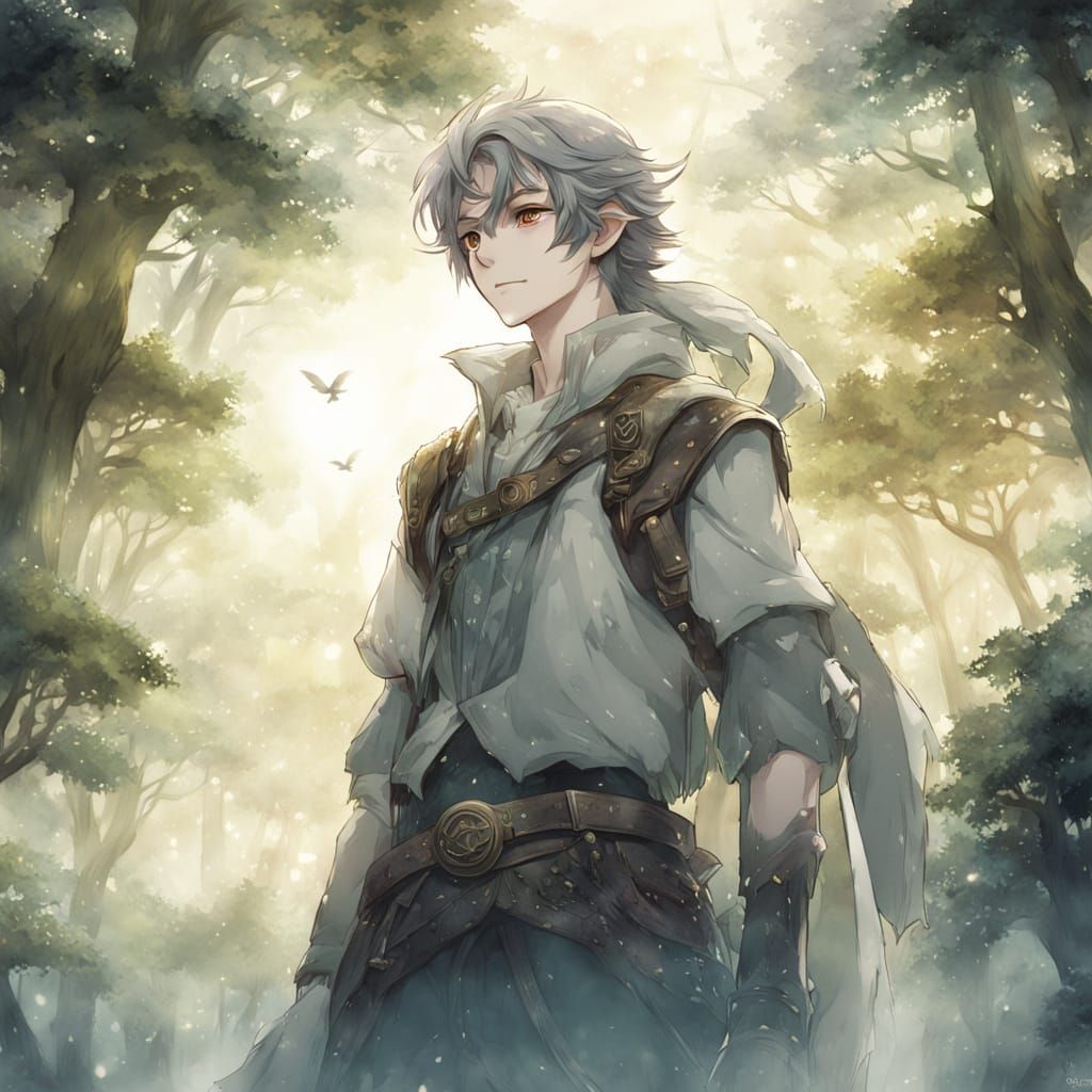 Ethereal Moonlit Elf in Misty Forest