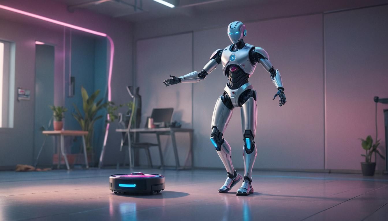 Futuristic Robot Vacuum Fitness Trainer Concept Art