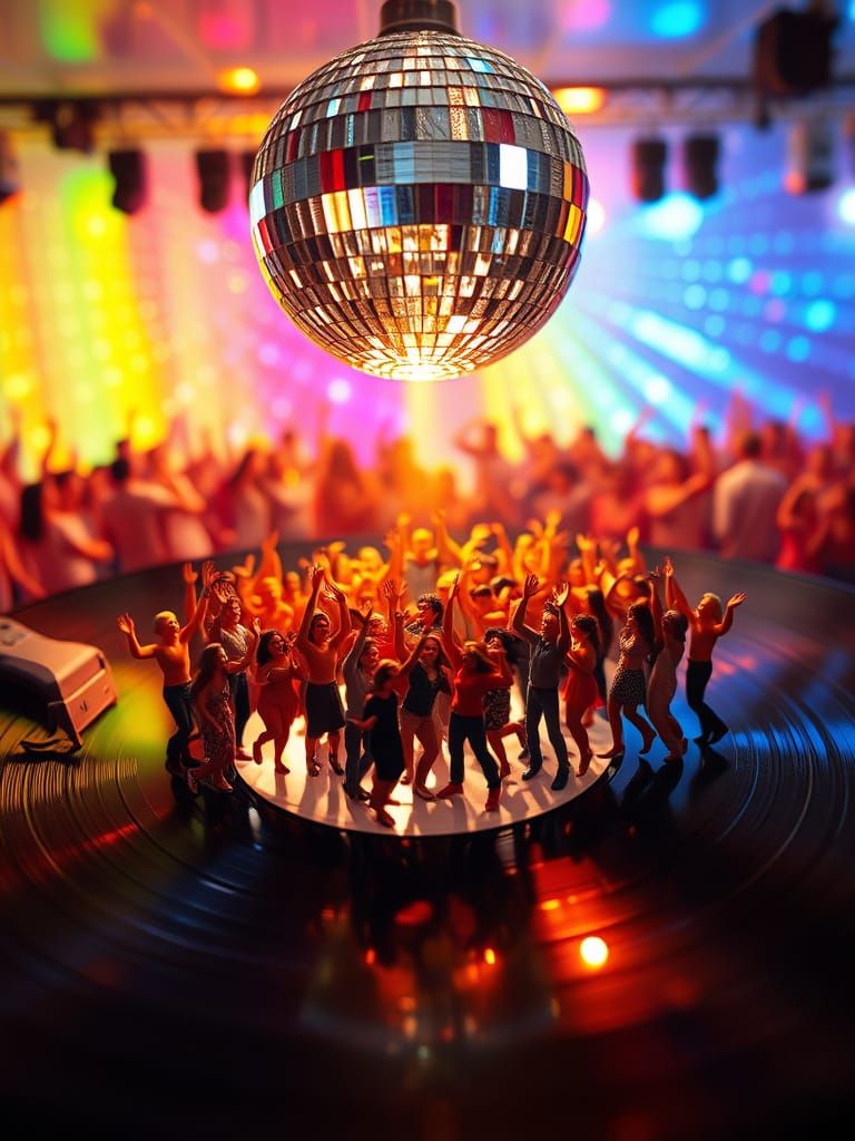 Vibrant Disco Scene in Hyper-Realistic Style
