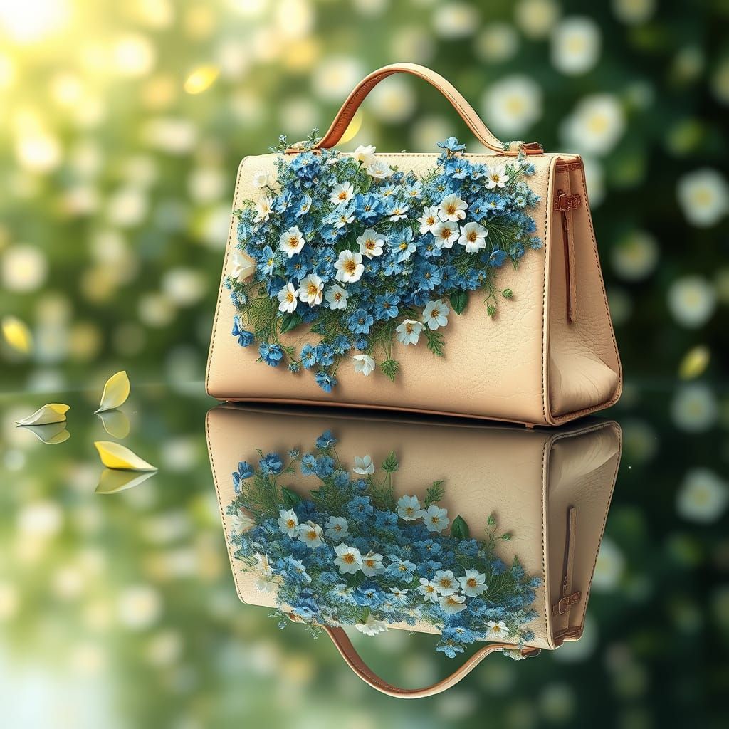 Serene Floral Reflections in Diamond Painting Style