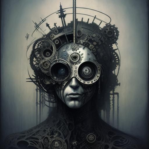 Surreal Sickness Illustration in Mixed Media Style