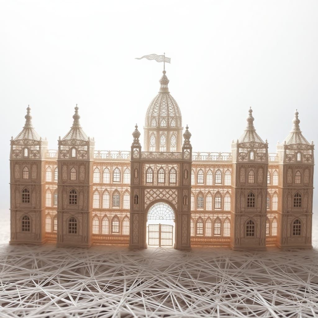 Buckingham palace, intricately made with string.
