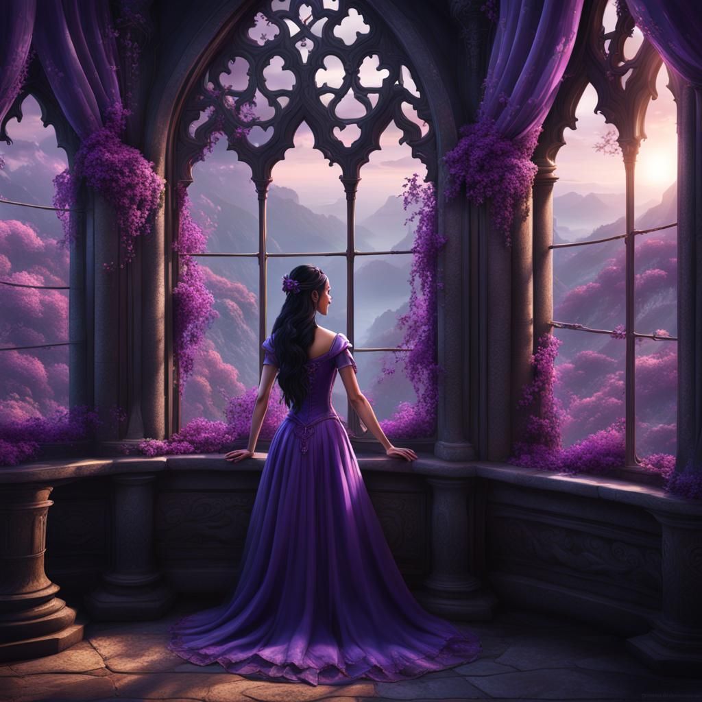 Purple Princess in Tower: Fantasy Concept Art