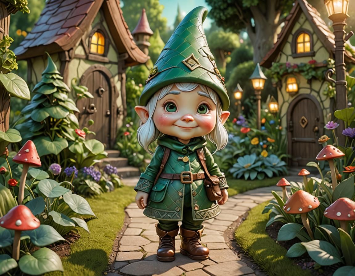 A captivating chibi 3D render of an adorable wrinkled, overs...