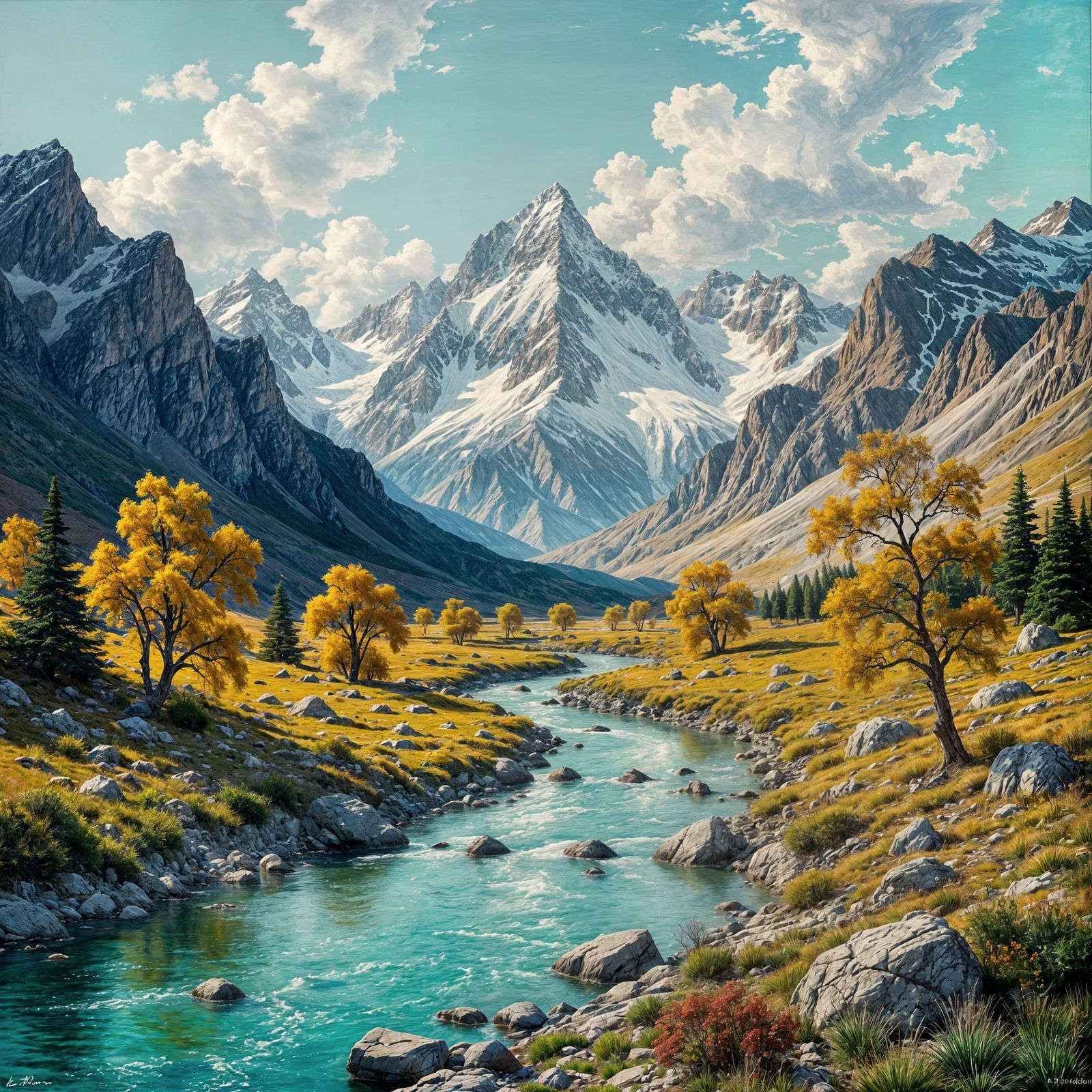 Zanskar Valley Landscape in Classic Art Style