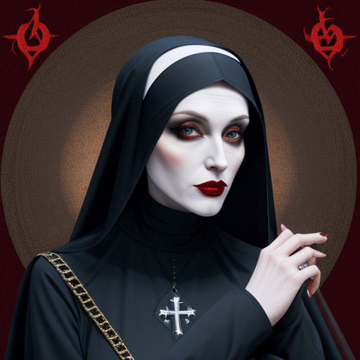 Seductive Satanic Nun in Dark Ritual Attire