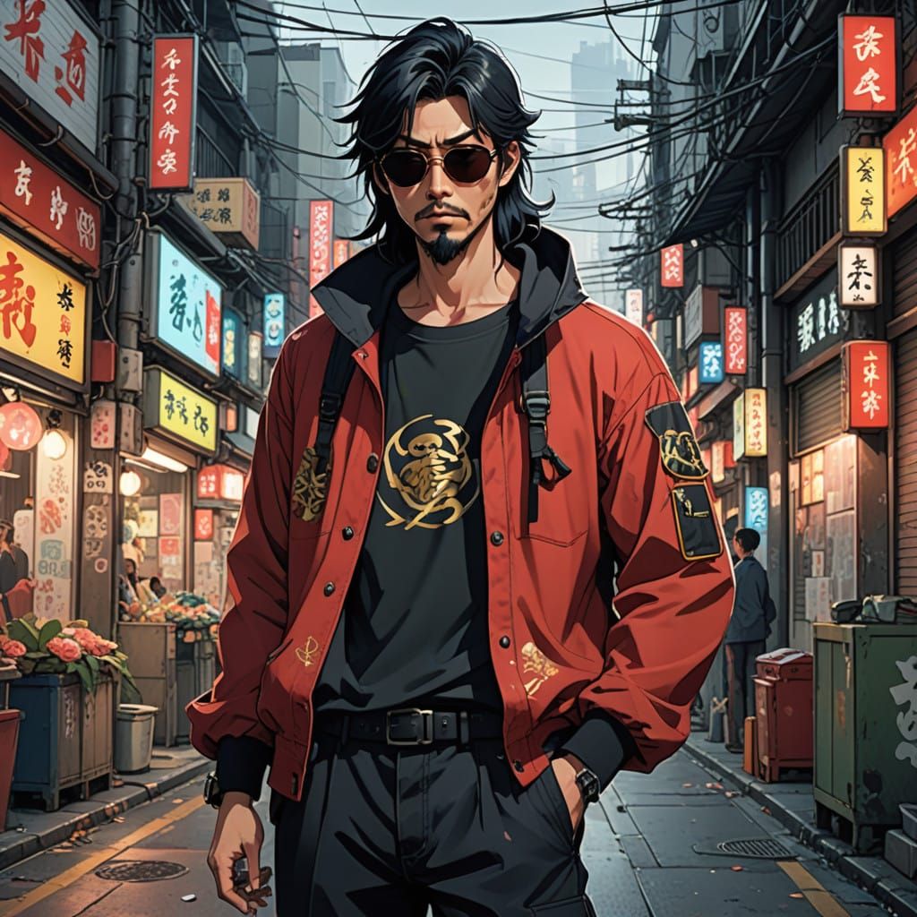 Elegant Asian Warrior in Comic Style