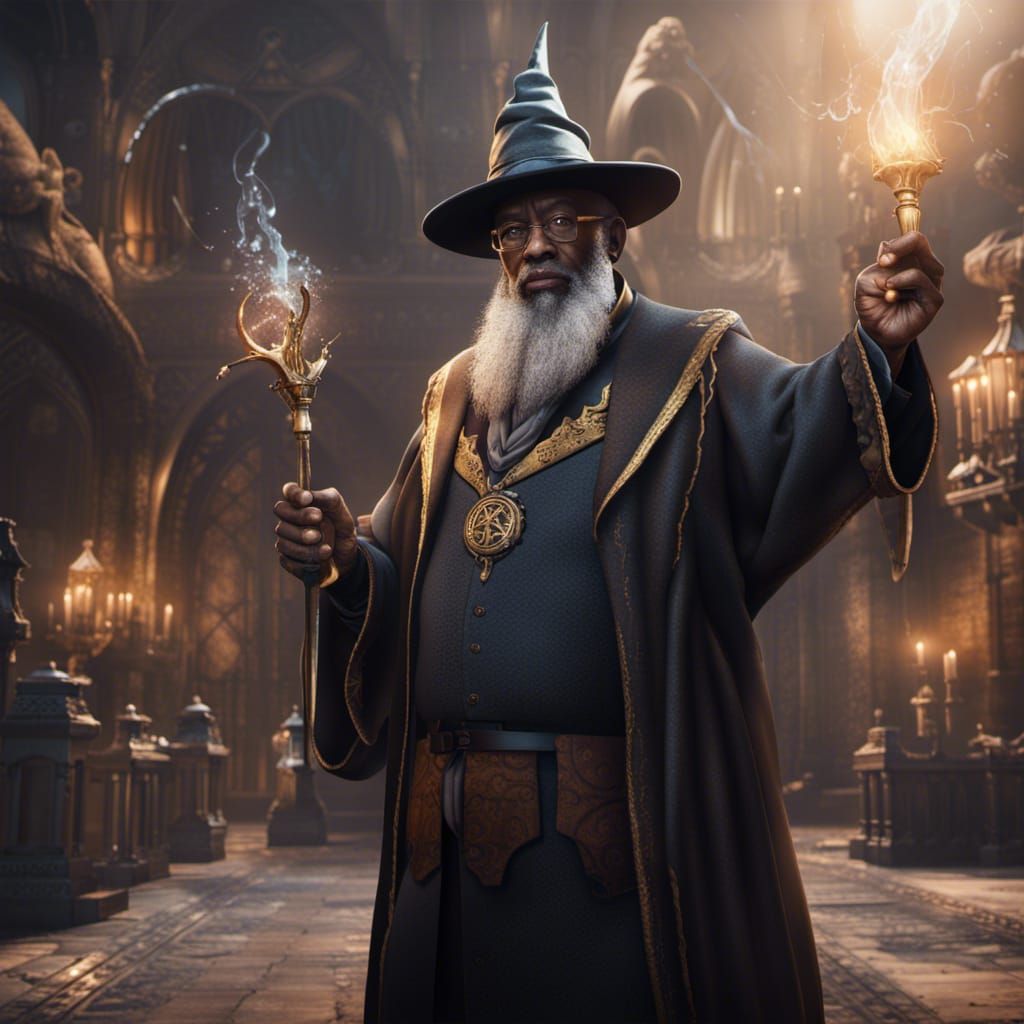 Fantastical Black Professor Wizard Concept Art