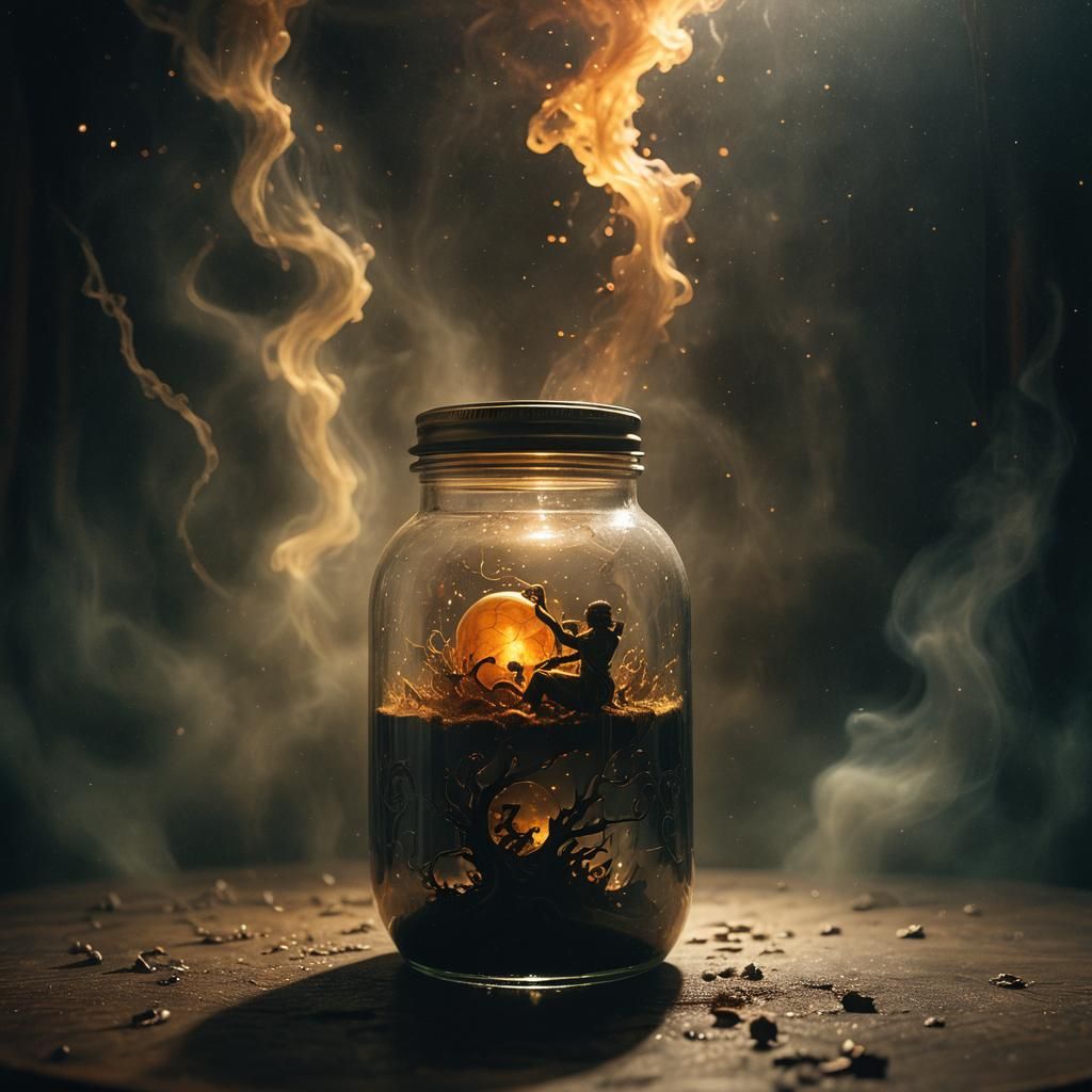 Universe Trapped in Glass Jar: Doré-Style Horror