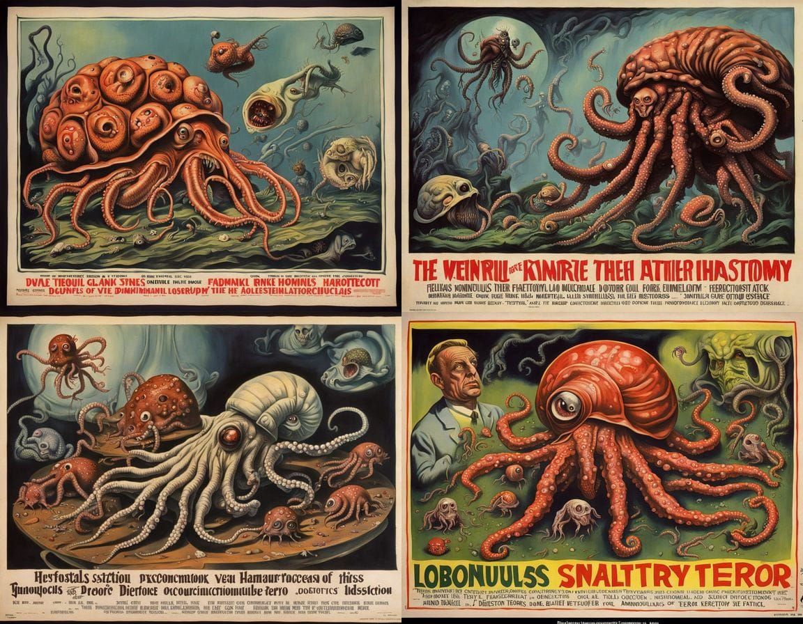 Grotesque Surreal Horror in a 1960s Movie Poster Style