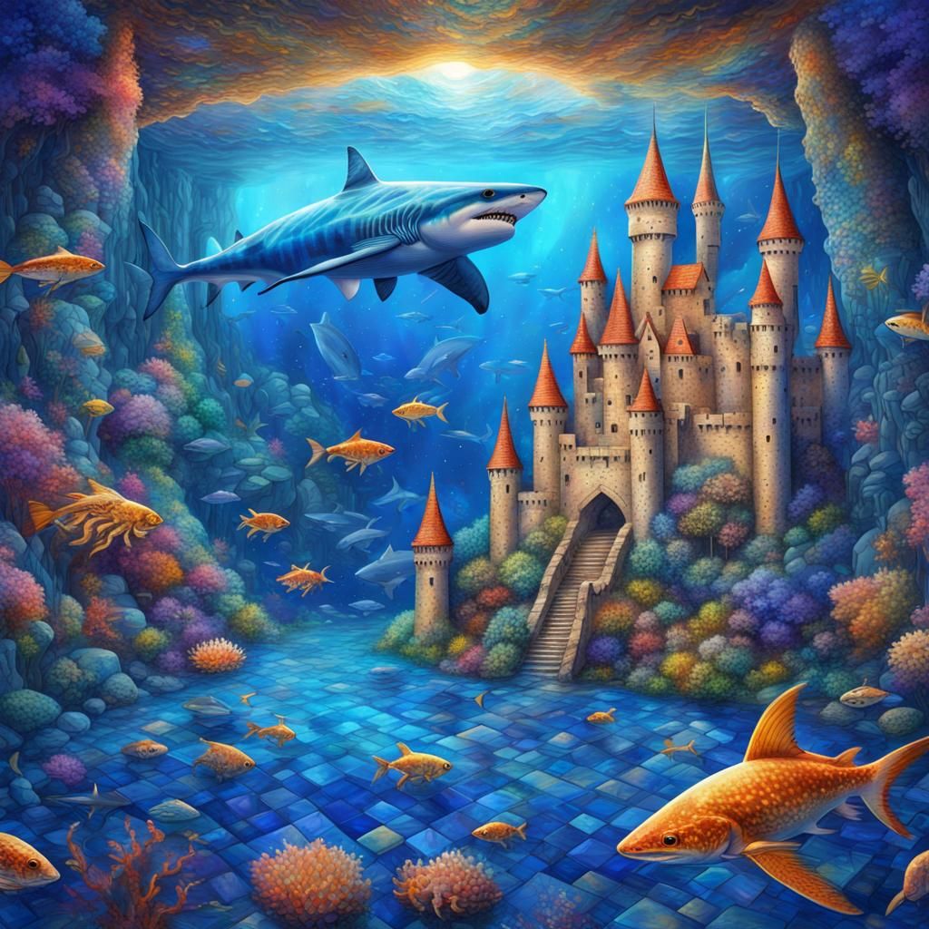 Underwater Sandcastle Village in Cosmic Style