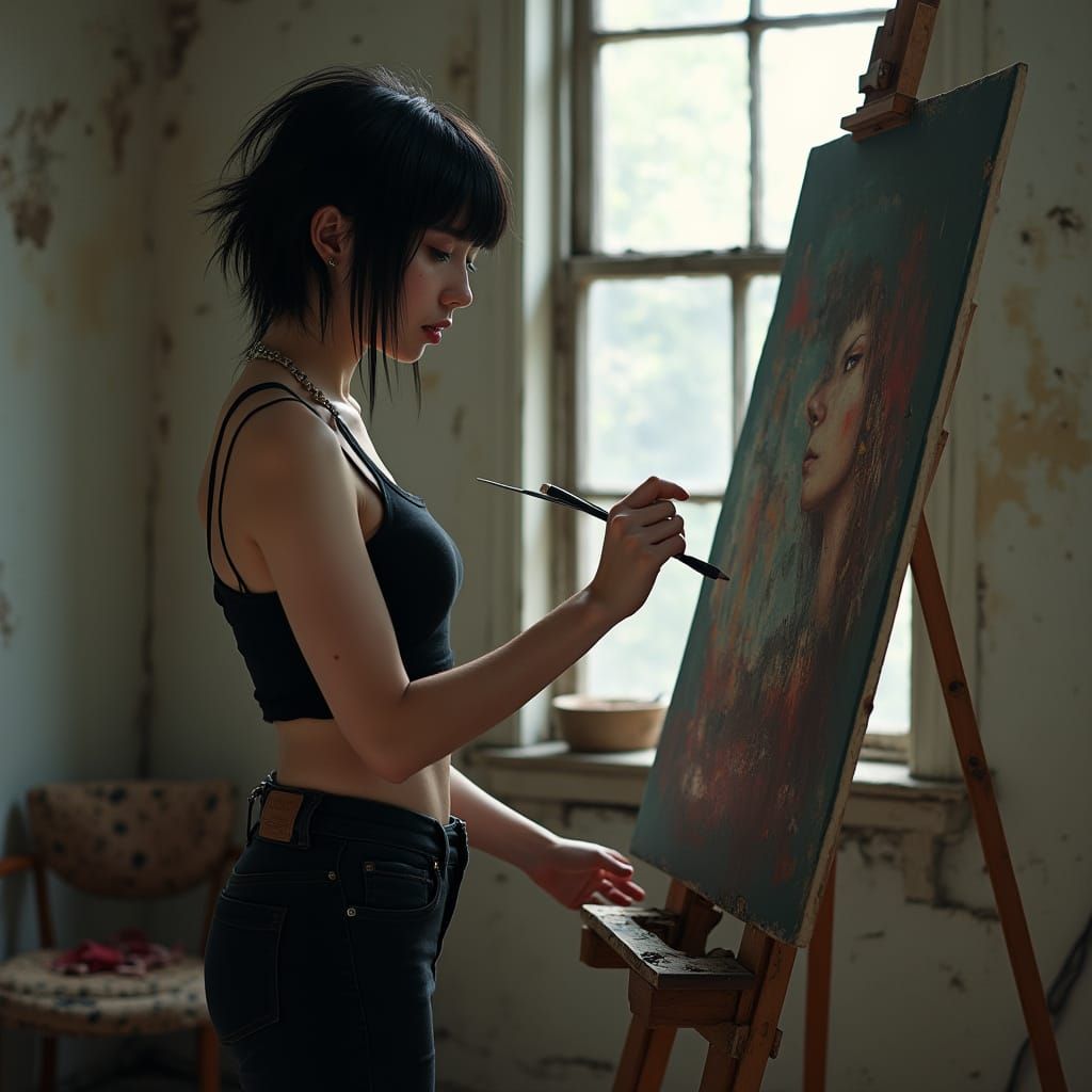 Hyperrealistic Portrait of a Punk Aesthetic Artist