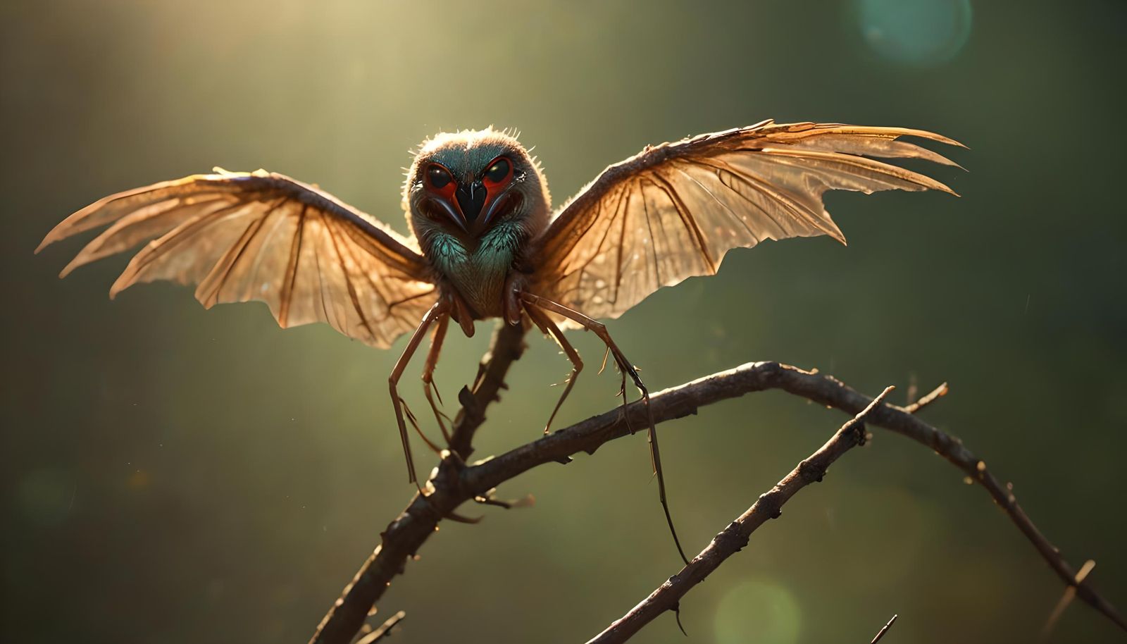 Hybrid Spider-Bird Creature in Cinematic Style