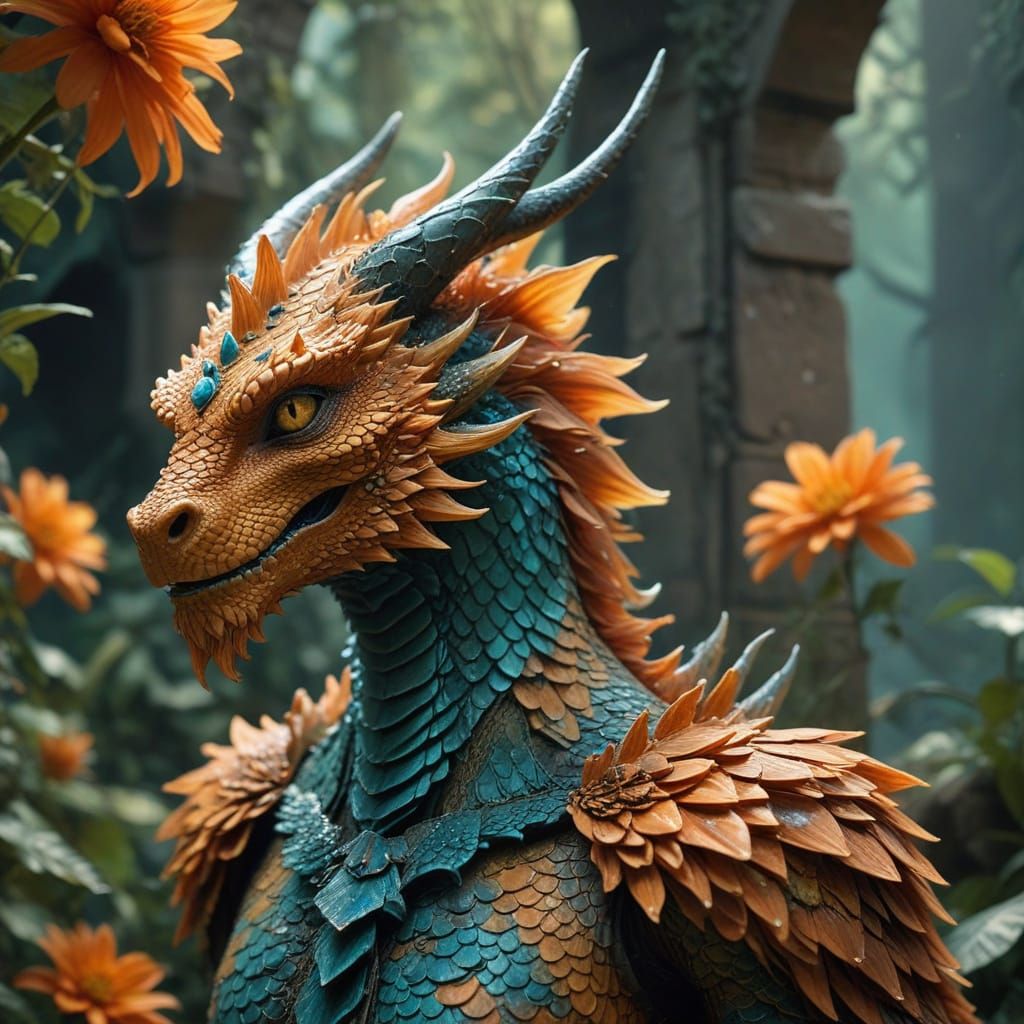 Dragon-Human Hybrid Revealed in Vibrant, Fantastical Landsca...