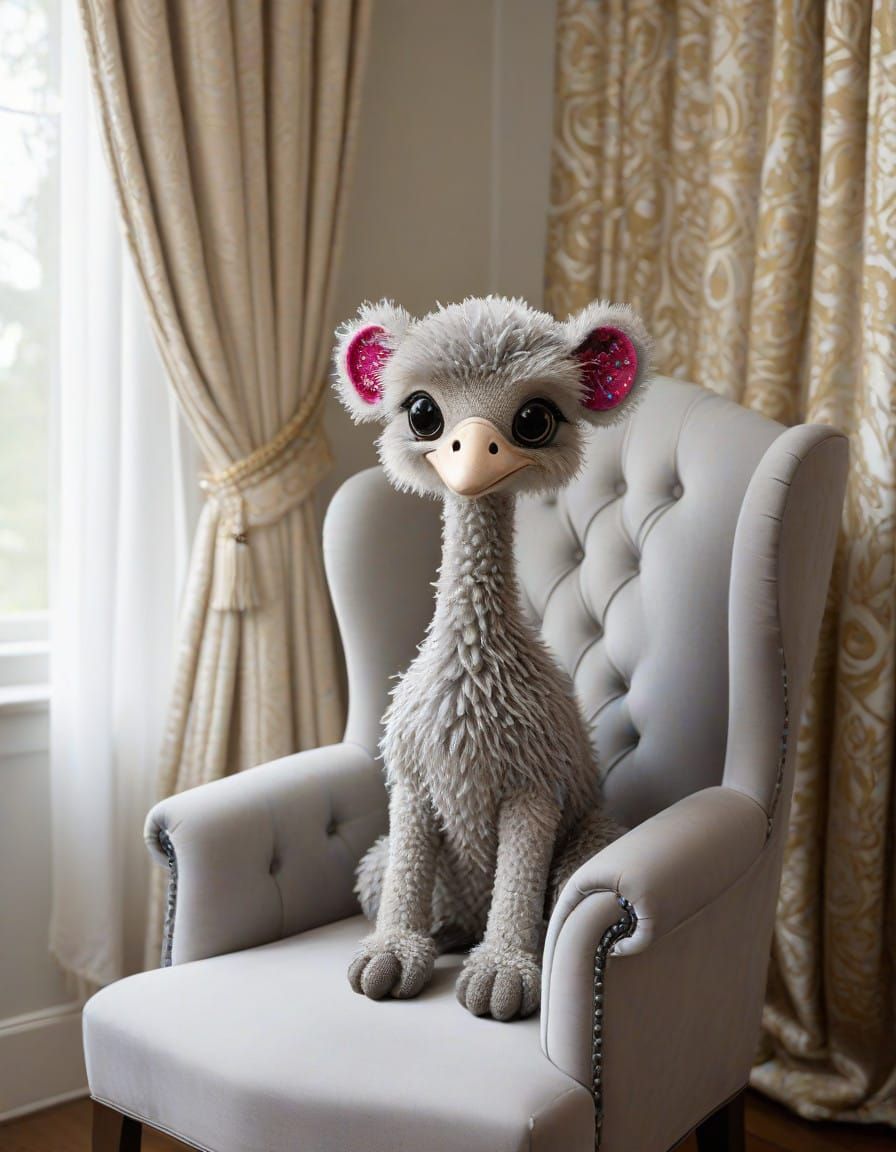 Ostrich with Happy Puppy Ears