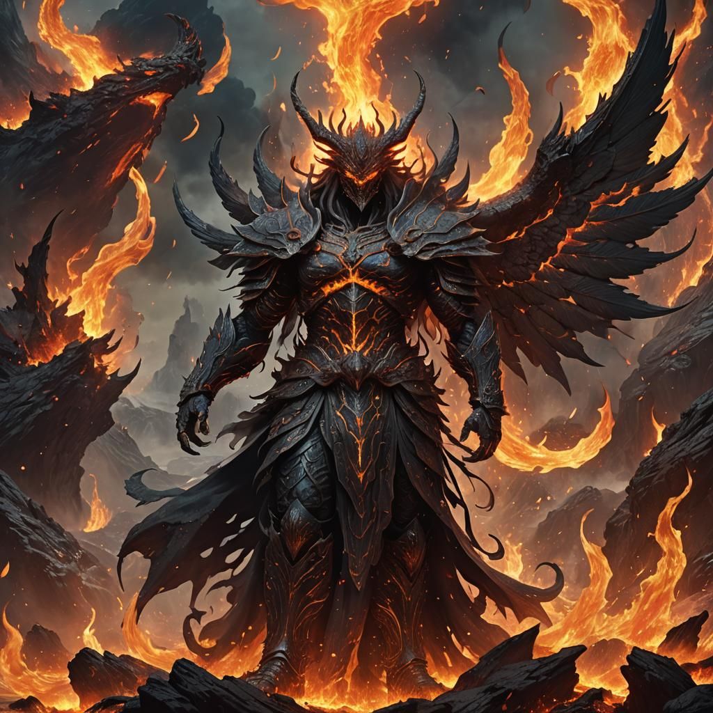 Wrathful Fury Deity Amidst Fire and Storm