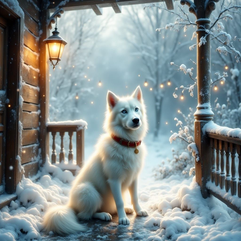 Regal Husky in Winter Wonderland, in Whimsical Illustration ...