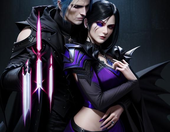 Eldritch Deity Nya Kissing Vergil: Realistic Photograph