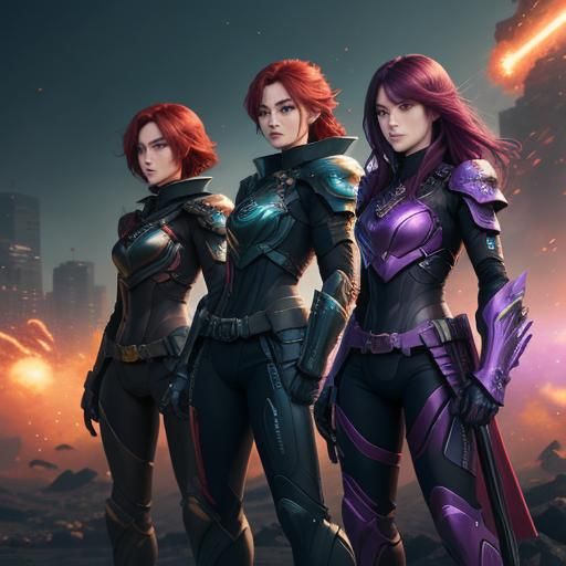 Four Sci-Fi Warriors Ready for Battle