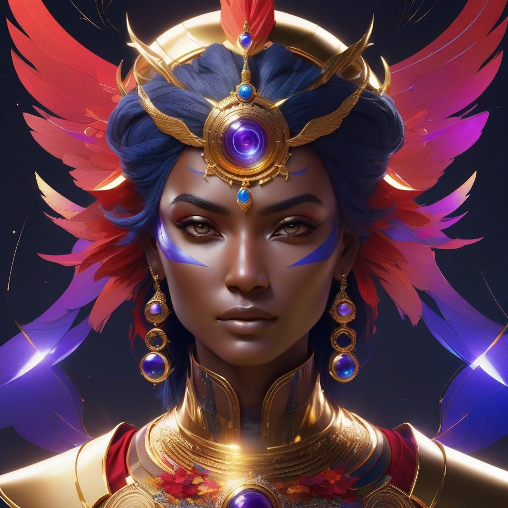 Harmonic Portrait of Crown Chakra Woman in Art Nouveau Style