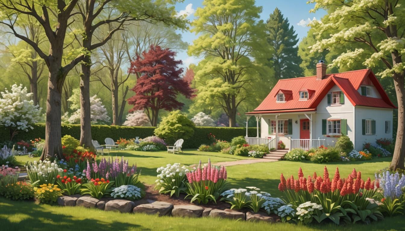 Spring Cottage Garden in Soft Colors