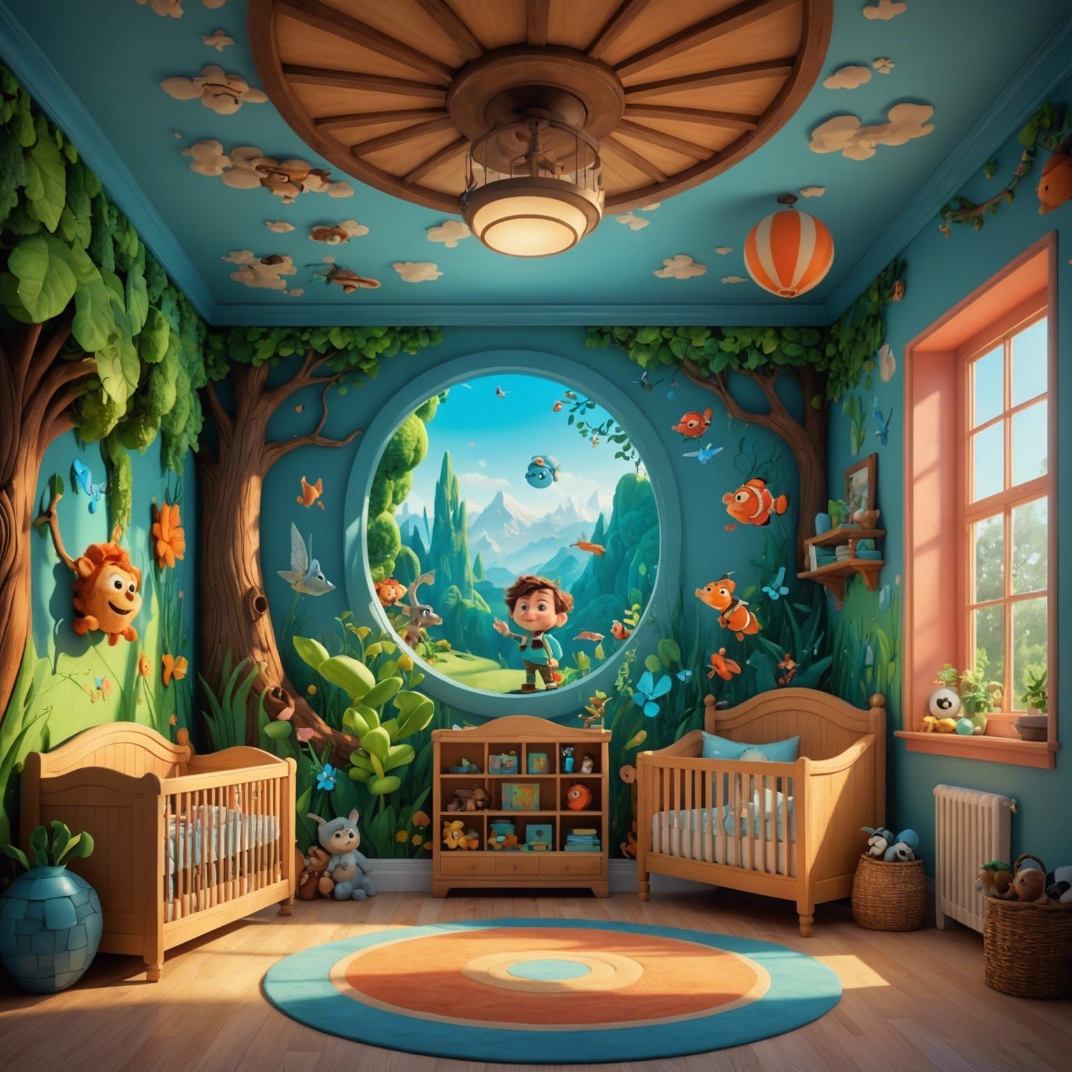 Nursery Mural in Renaissance and Woodland Style
