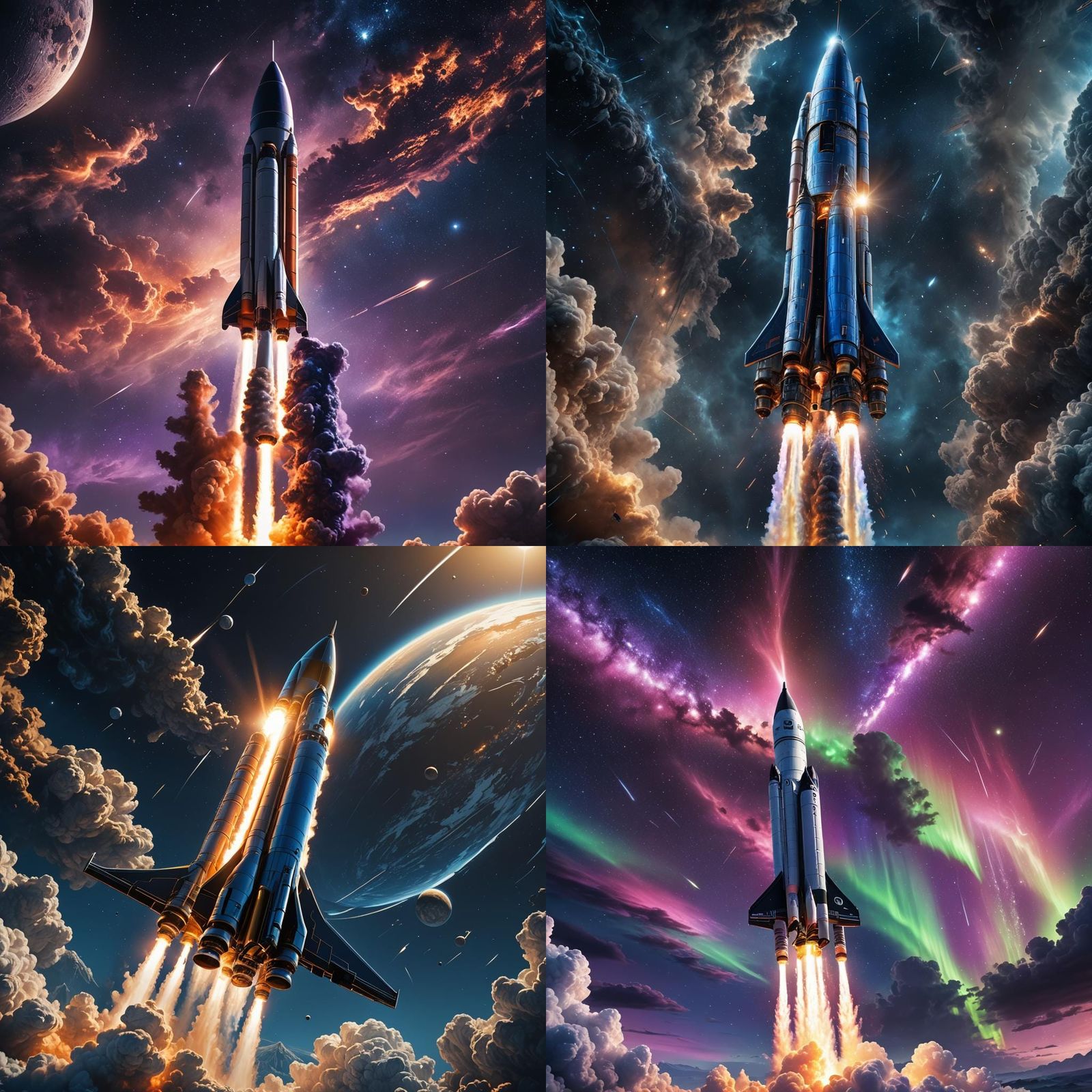 Electromagnetic Rocket Launch in Hyperrealistic Style