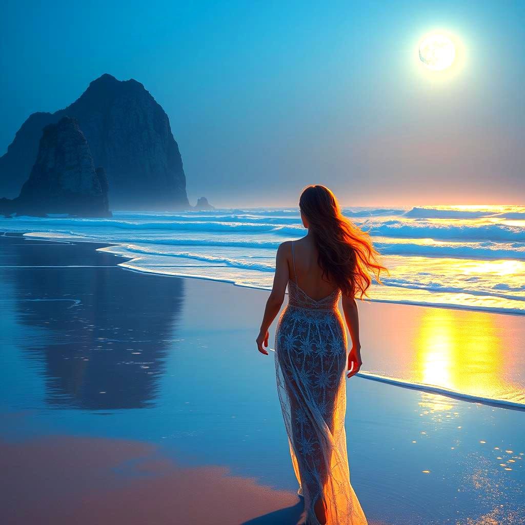 Stunning Beach Walker in Moonlight