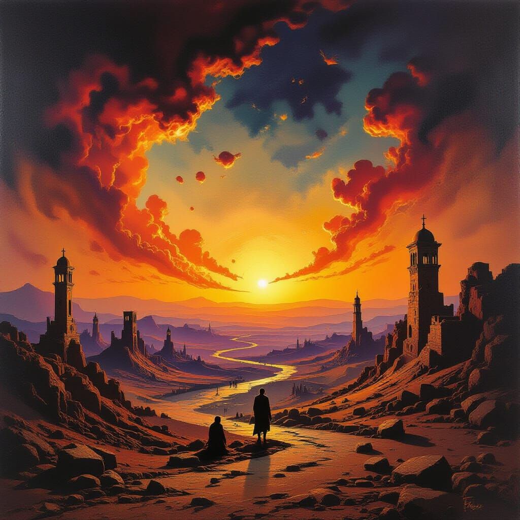 Surreal Armageddon in Holy Land as Dali-esque Painting