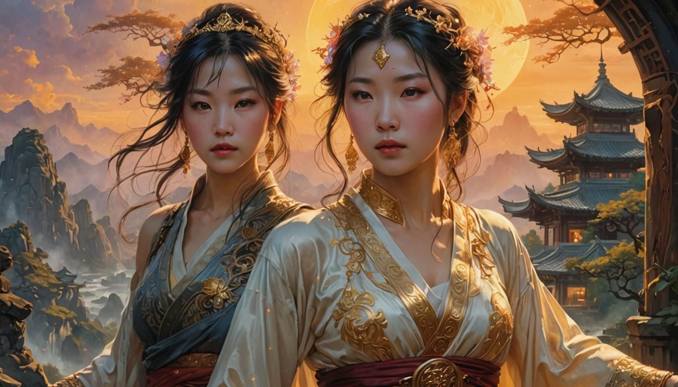 Golden Hour Fantasy: An Attractive Maiden Portrait