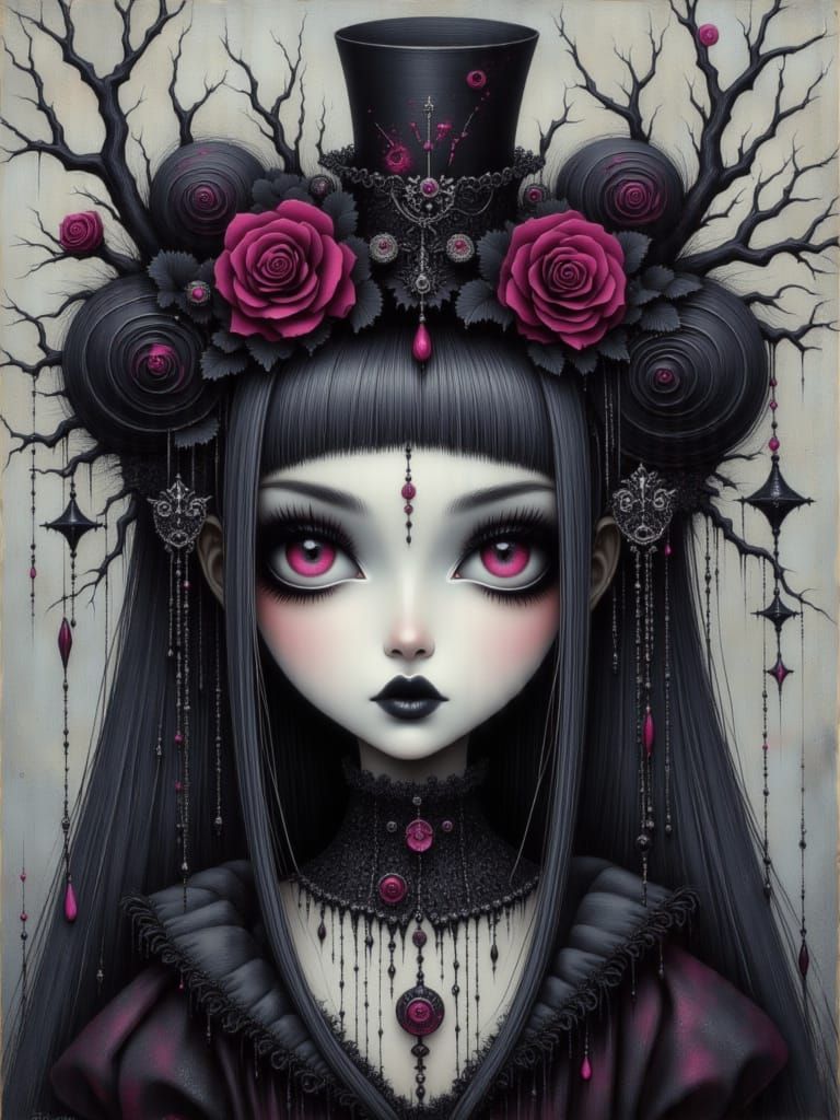 Ethereal Gothic Woman in Darkwave Style