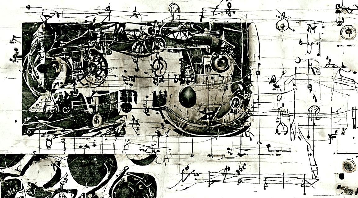 Steampunk Zeppelin Airship Made of Music, Cel-Shaded