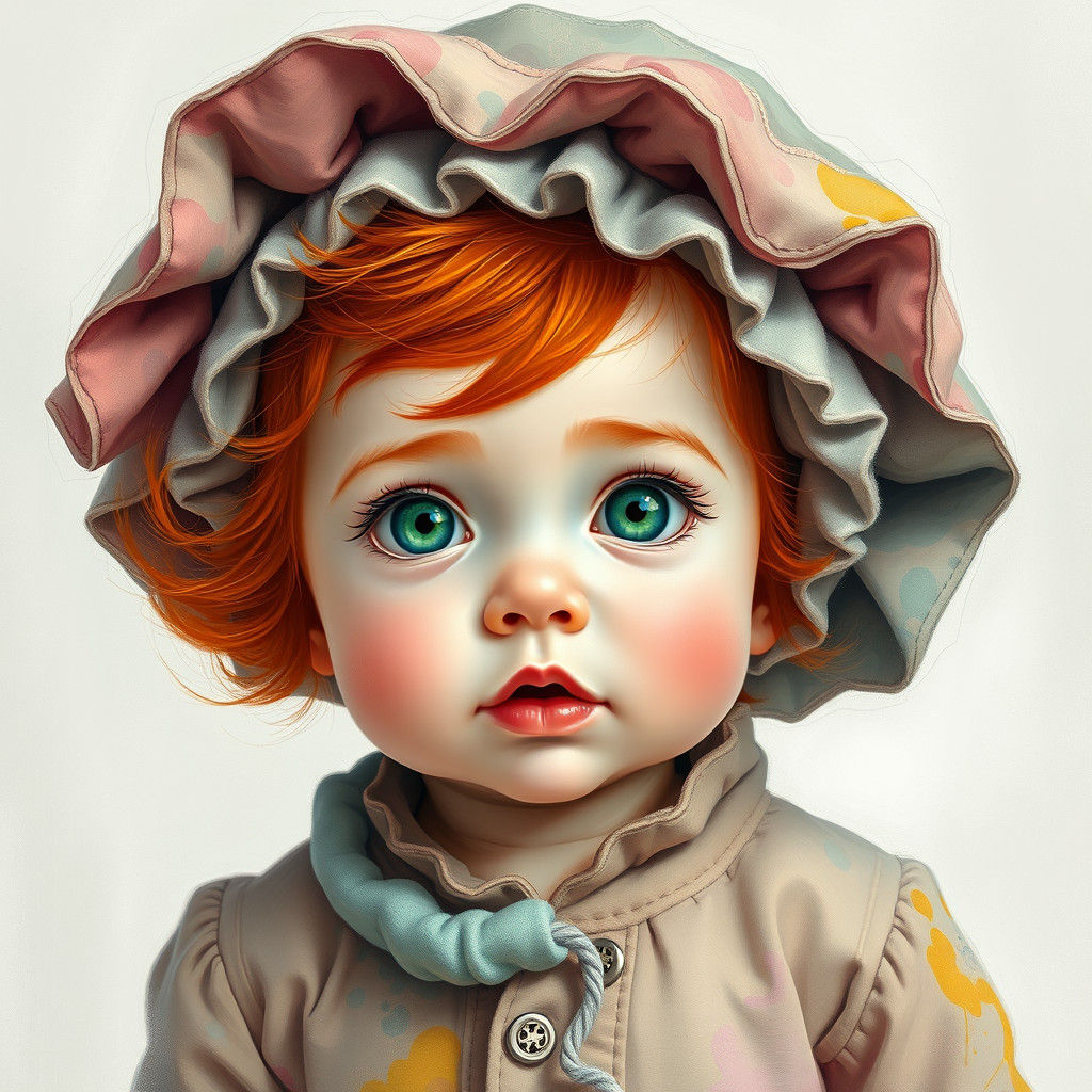 Baby in Gorgeous Hat: Whimsical Art