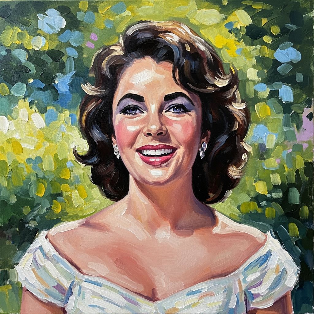 Elizabeth Taylor Portrait in Impressionistic Oil Style