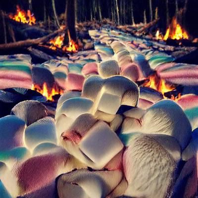 Dreamy Marshmallow Landscape Under Blue Sky