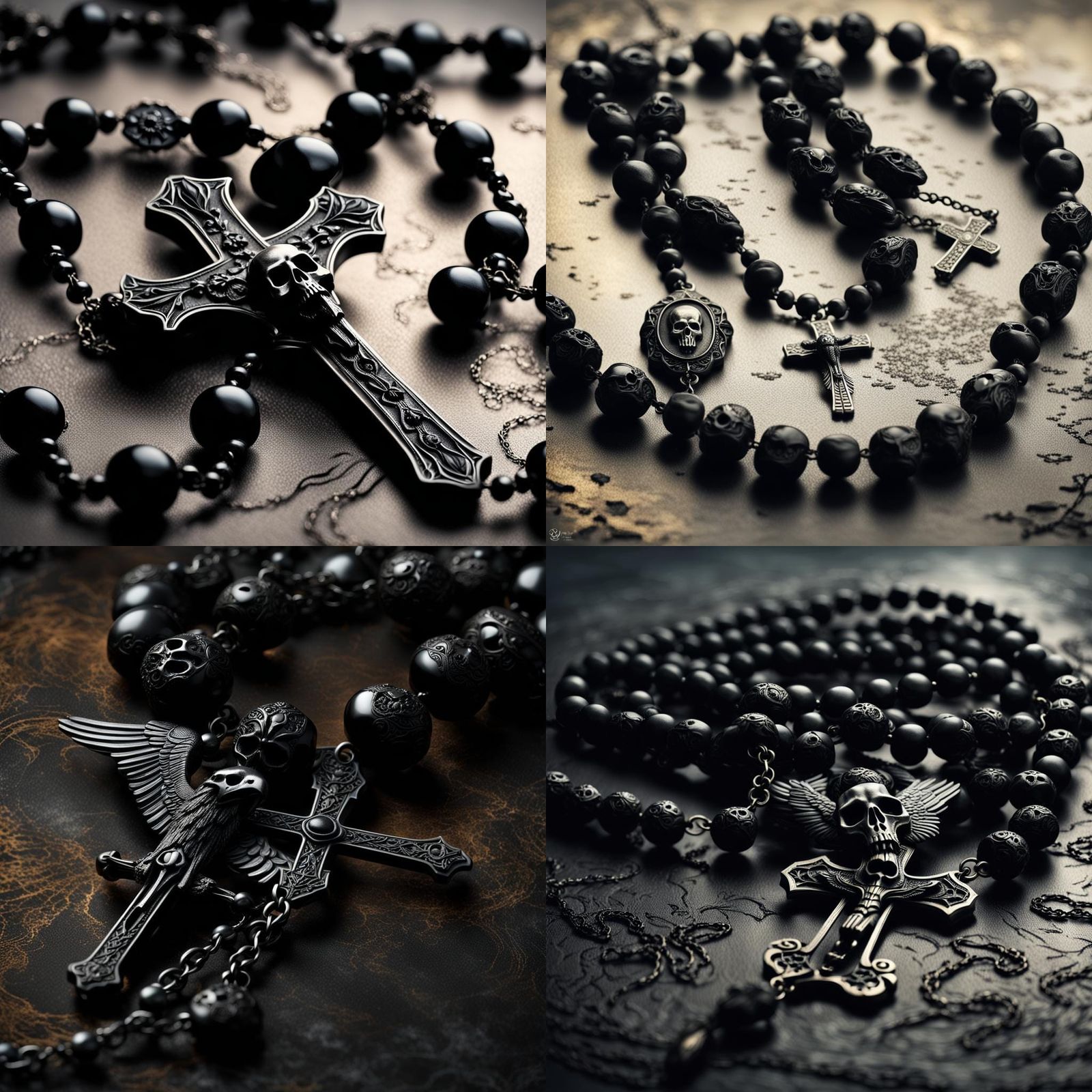 Raven Skull Rosary: Dark Power Digital Art