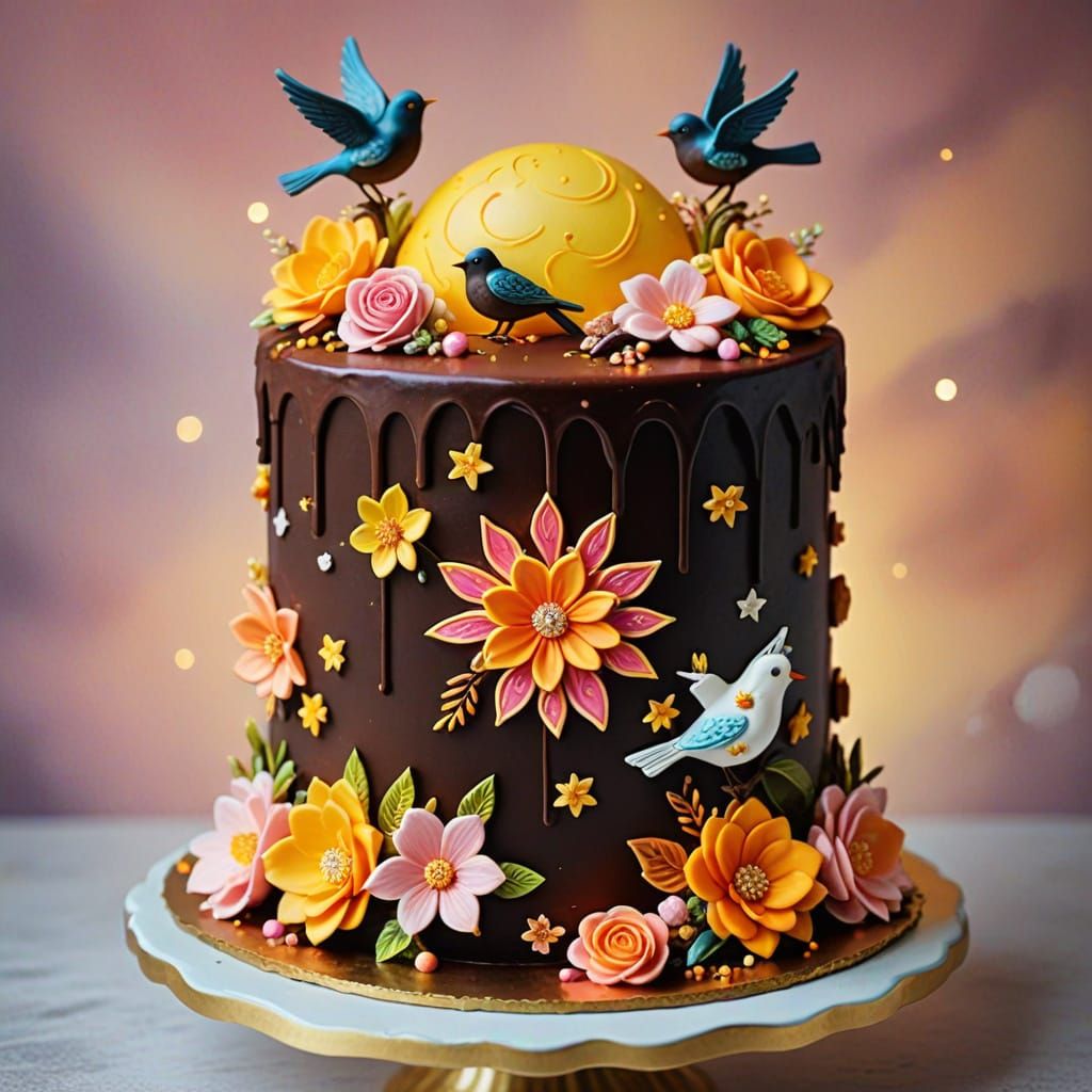 Friendship Cake with Mystical Decorations
