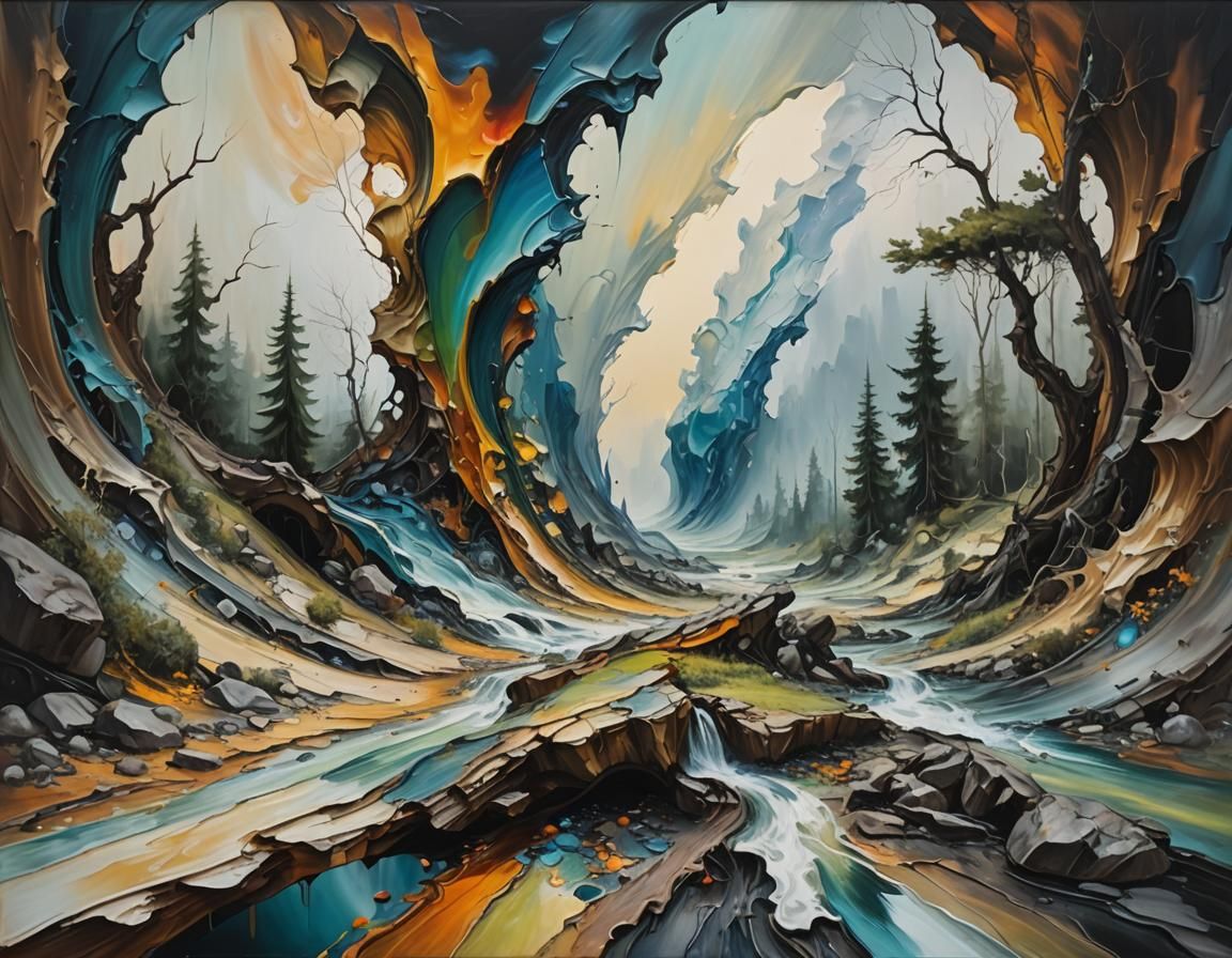 Distorted Reality: Oil Painting Scene
