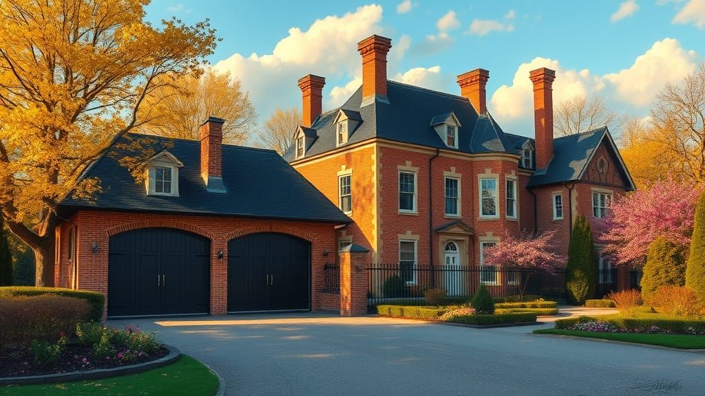 Elegant Chateau in Golden Afternoon Light