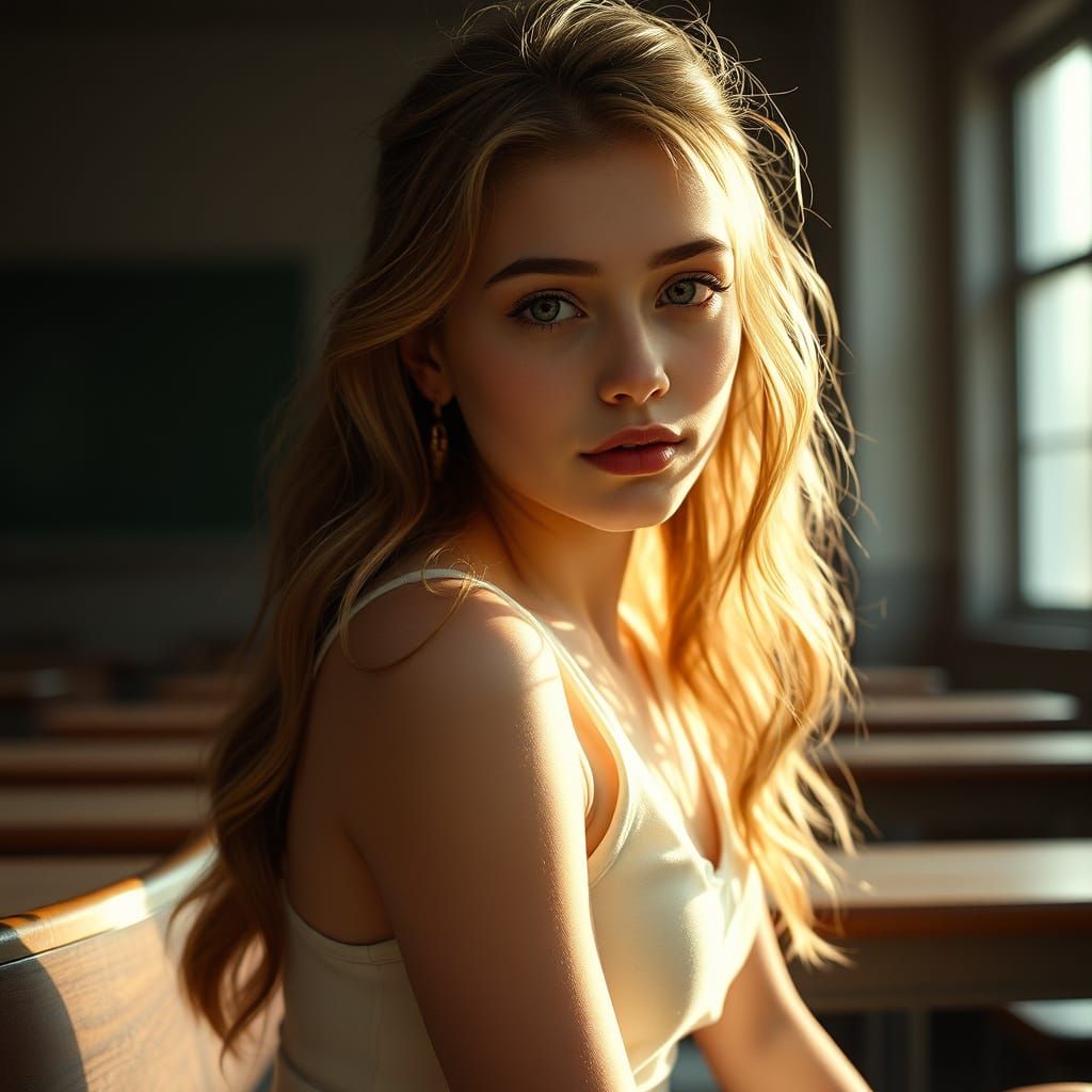 Ethereal Schoolgirl in Soft Light